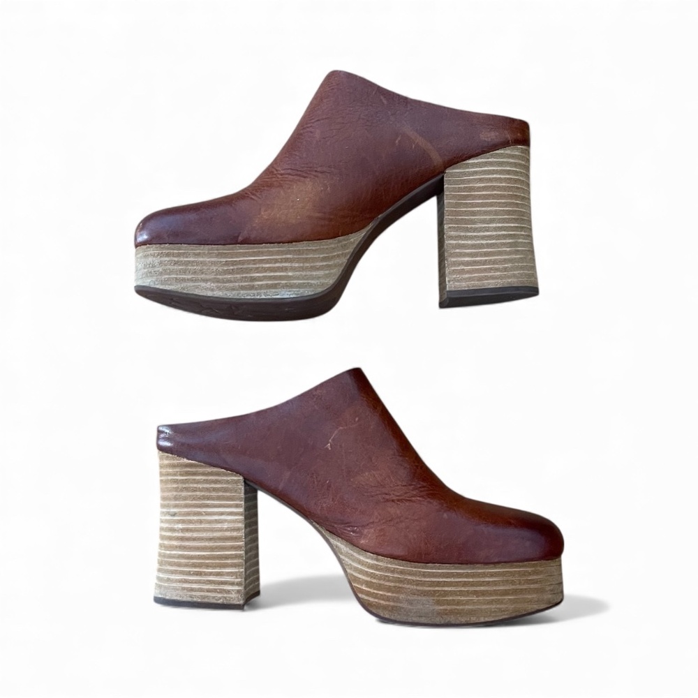 Kork-Ease Veronica Heeled Clogs Brown Leather Size 9 - Picture 8 of 9